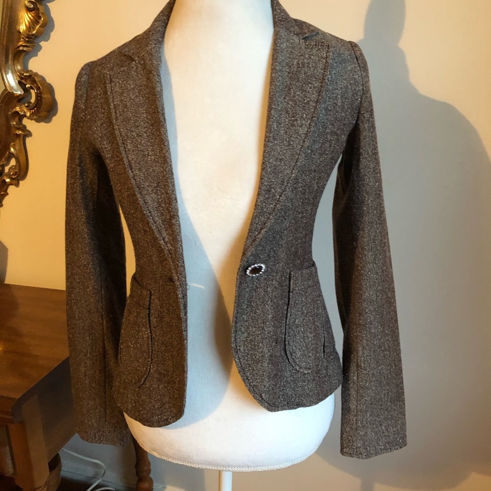 H&M Brown Tweed Blazer Jacket